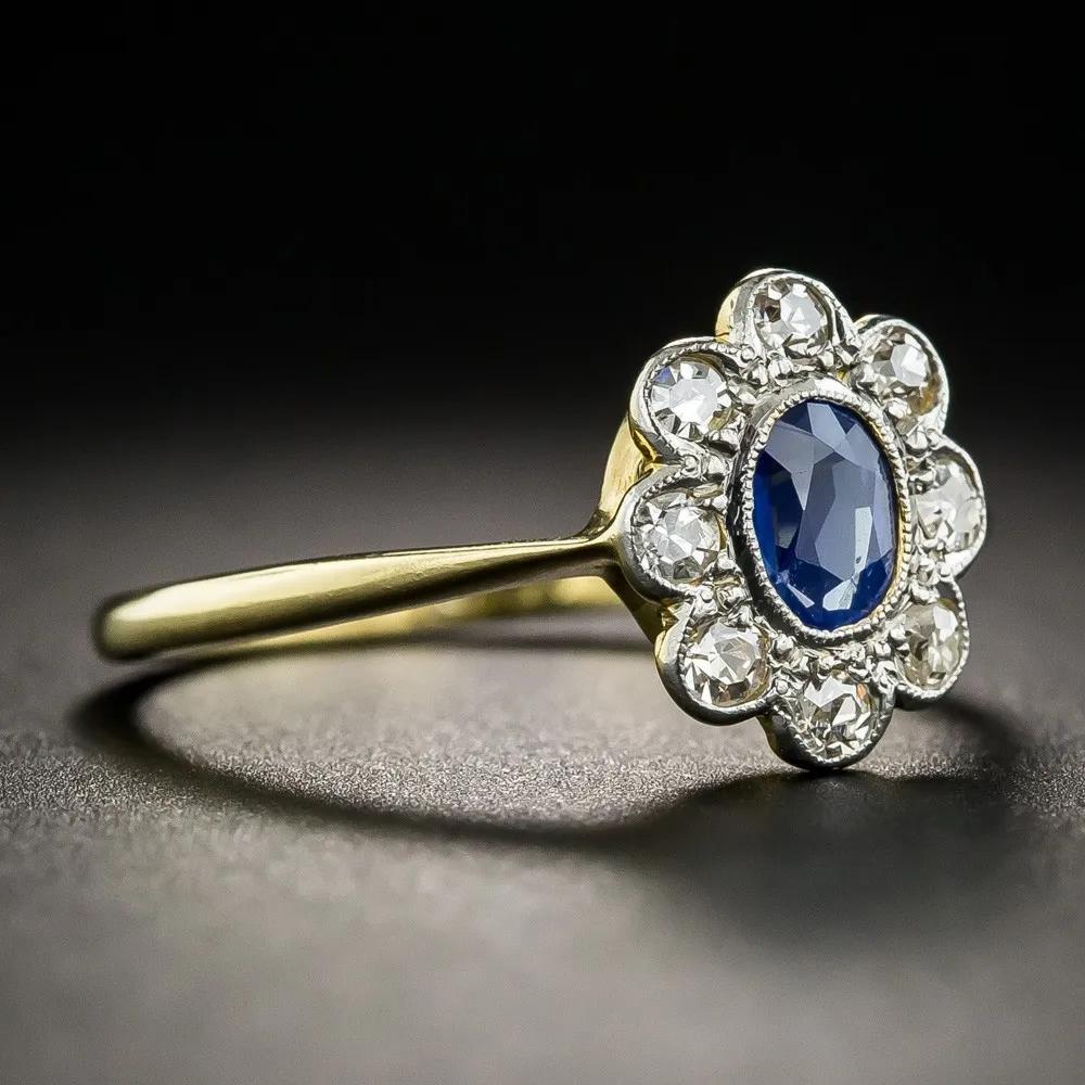 Petite Gemstone Promise Ring, 4x6mm Sapphire In Overgild for Women, Gift for Engagement Anniversary Birthday