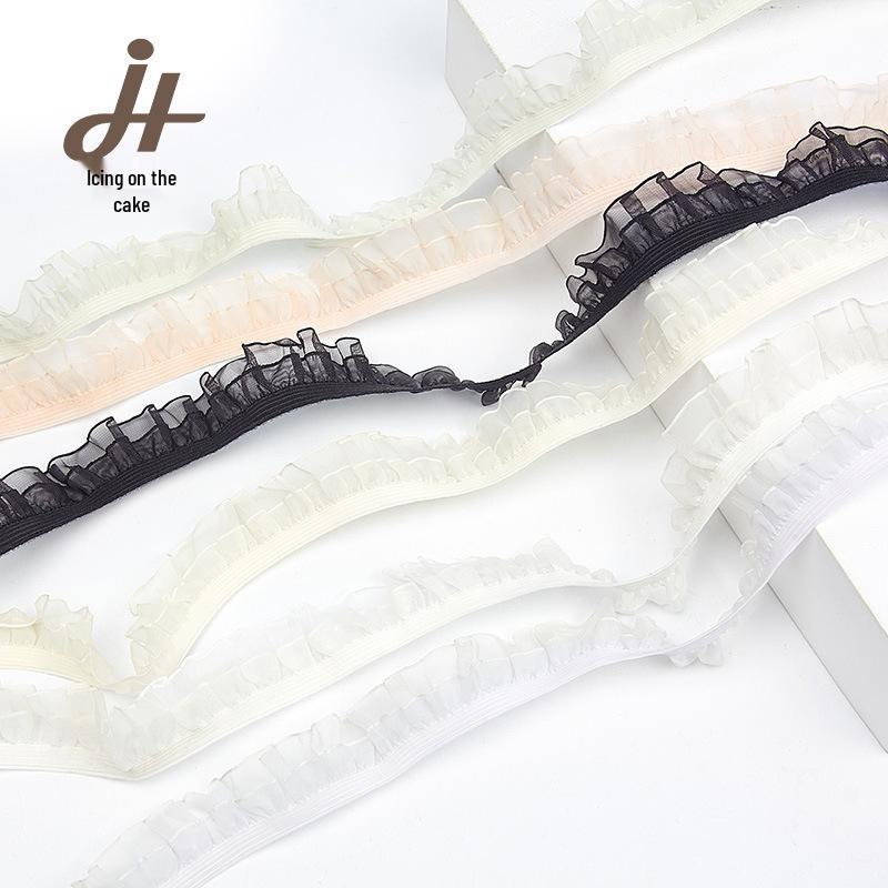 Elastic Mesh Lace Trim for DIY Decoration - Ruffle Edge Pleated Design