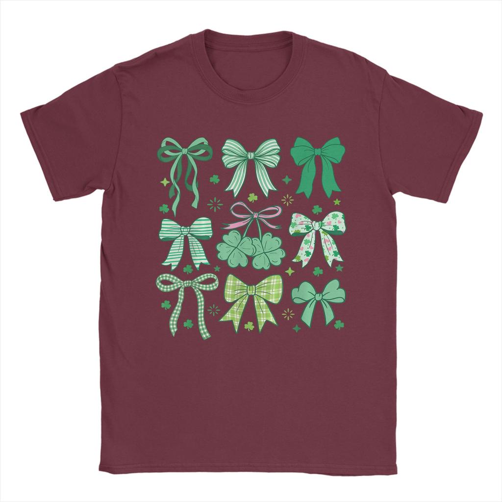 Harajuku T Shirt Cute Green Shamrock Bow Coquette Cotton T Shirts St Patricks Day Fashion Tee Shirt for Couple Beac Top Tees
