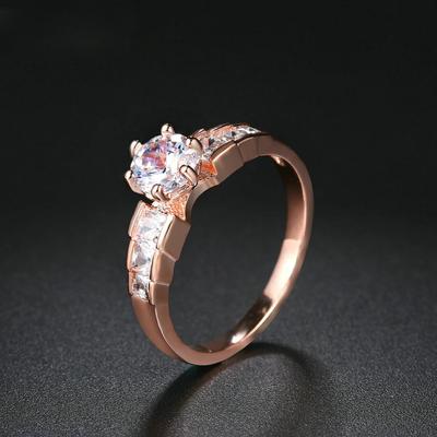 Sechs Krallen Kristall Eheringe Für Frauen Roségold Farbe Partnerring Schmuck Großhandel DWR680 KTJ