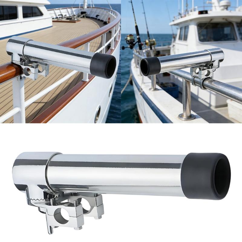 Fishing Rod Holder, Stainless Steel Clamp on Rod Holder, Rail Mount Fishing Poles Holder for Rails 22-25mm,25-32mm