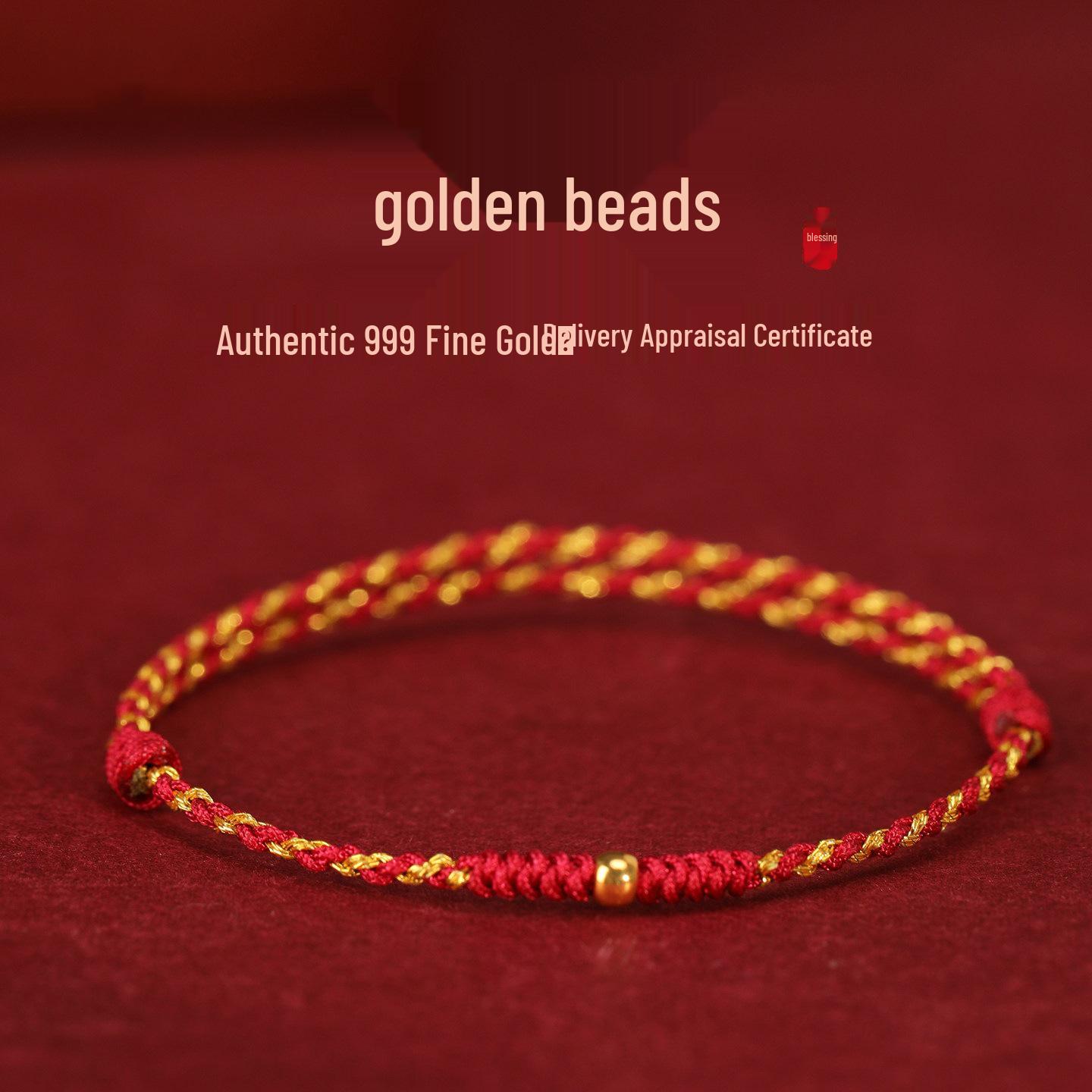 Gold 999 Zodiac Red String Bracelet - Lucky Charm & Live Stream Traffic Gift Single Bracelet