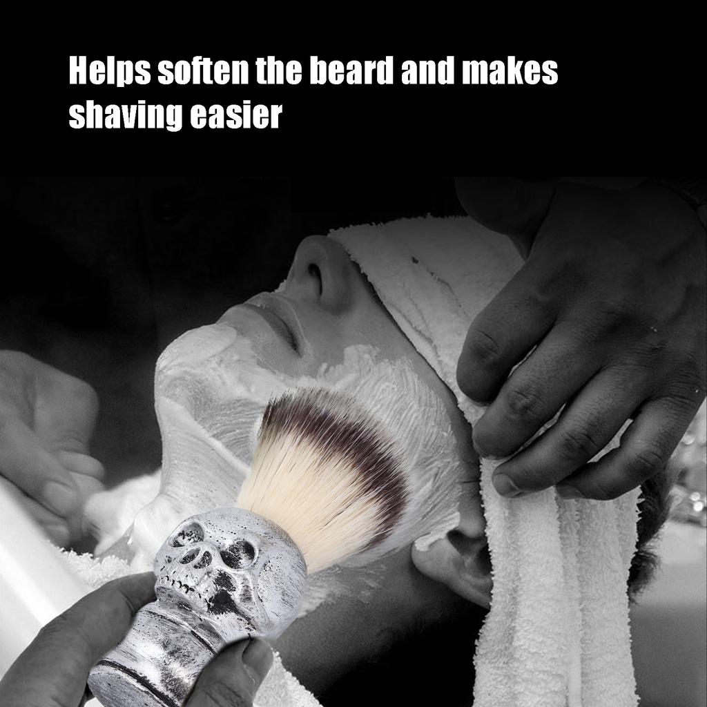 Men s Shaving Brush with Skeleton Shape Handle Facial Beard Cleaning Grooming Shave Tool