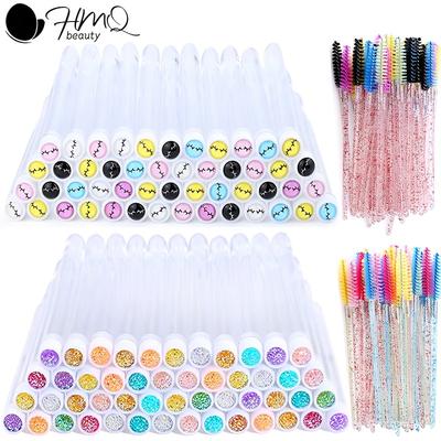 100pcs Diamond Eyebrow Brush Tube Empty Reusable Lash Mascara Wand Case Replaceable Crystal Eyelash Brush Dust-proof Makeup Tool