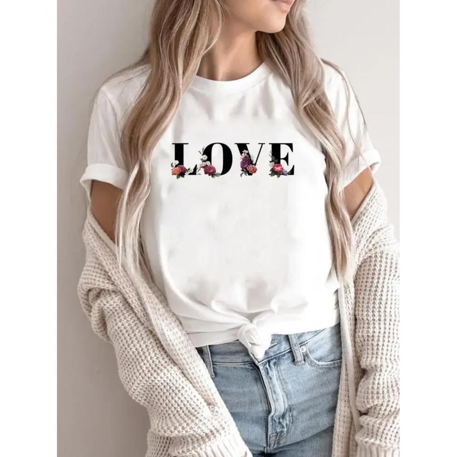 

Cartoon Flower Floral Cute Clothing Cartoon Shirt Female T-shirts Women Short Sleeve Fashion Summer Graphic Tee Print T Top XXXXXL білий