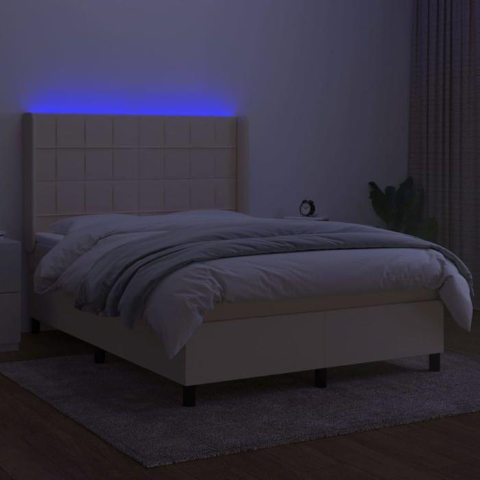Maison Exclusive - Sommier à lattes de lit matelas et LED Crème 140x190 cm Tissu