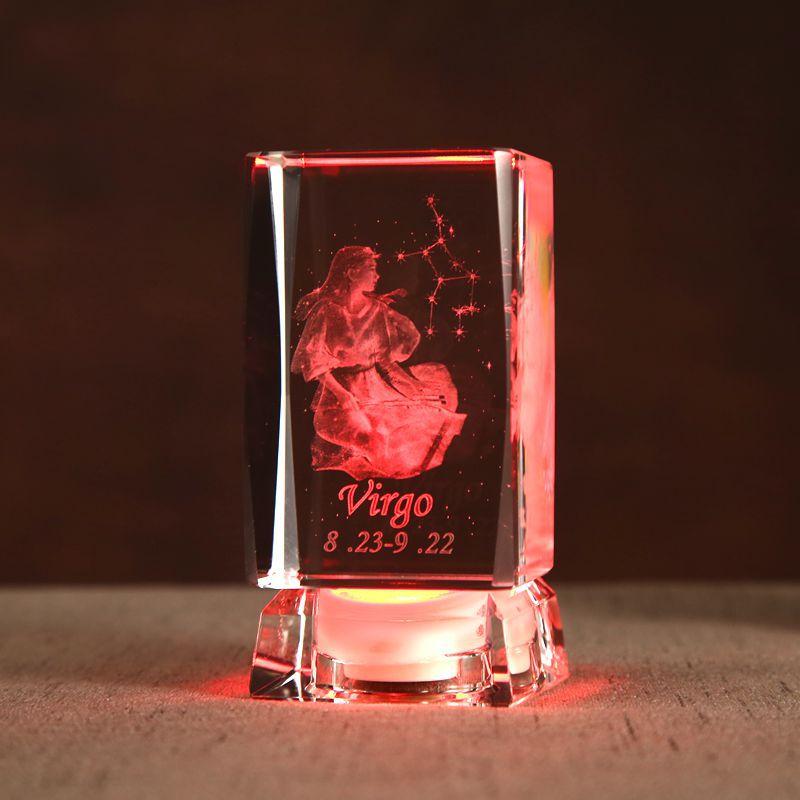 Home Decoration 3D Interior Carving 12 Constellation Crystal Glass Ornaments Birthday Gift Gift Music Box Gift for Girlfriend