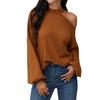 Spring and Autumn Women's Blouse Waffle Knit Corset Top Strapless Long Sleeve Top  Loose Shirt