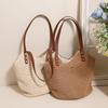 Single Shoulder Cott Thread Woven Bag, Summer Beach Vacati Hand-held Woven Bag, High-quality Grass Woven Tote Bag