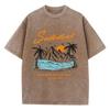 Fashion Women'S Cotton Washed T-Shirts Summer Adventure Sunset Printing Tops Oversize O-Neck Soft Short Sleeve Female Clothes