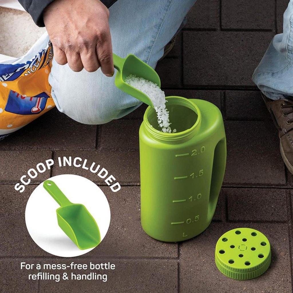 2L Hand Held Salt Spreader Manual Ice Melt & Fertilizer Distributor for Garden, Lawns, Sand, Grass Seed & Winter De-icing