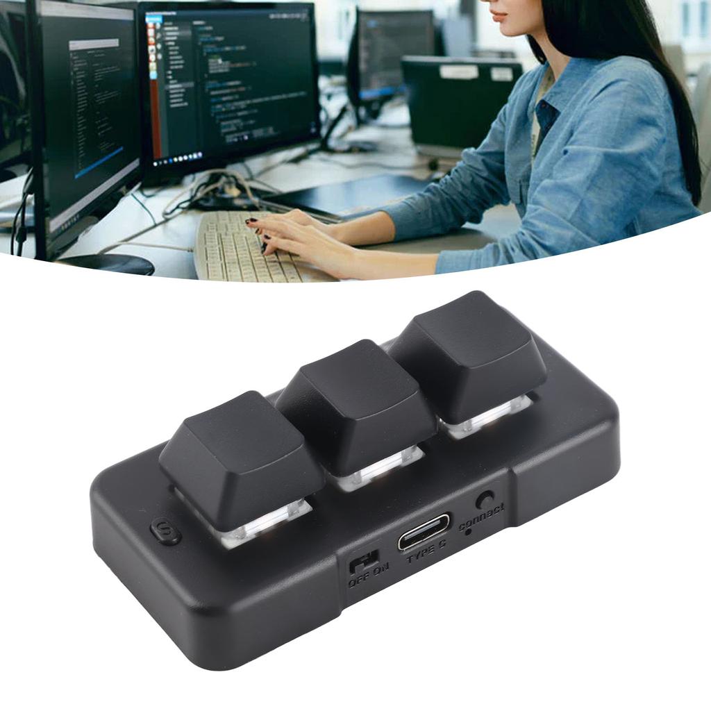 3 Key Keypad RGB Backlit 3 Keys USB Interface   Mechanical Programmable Plug and Play NaMacro Keypad for Computer