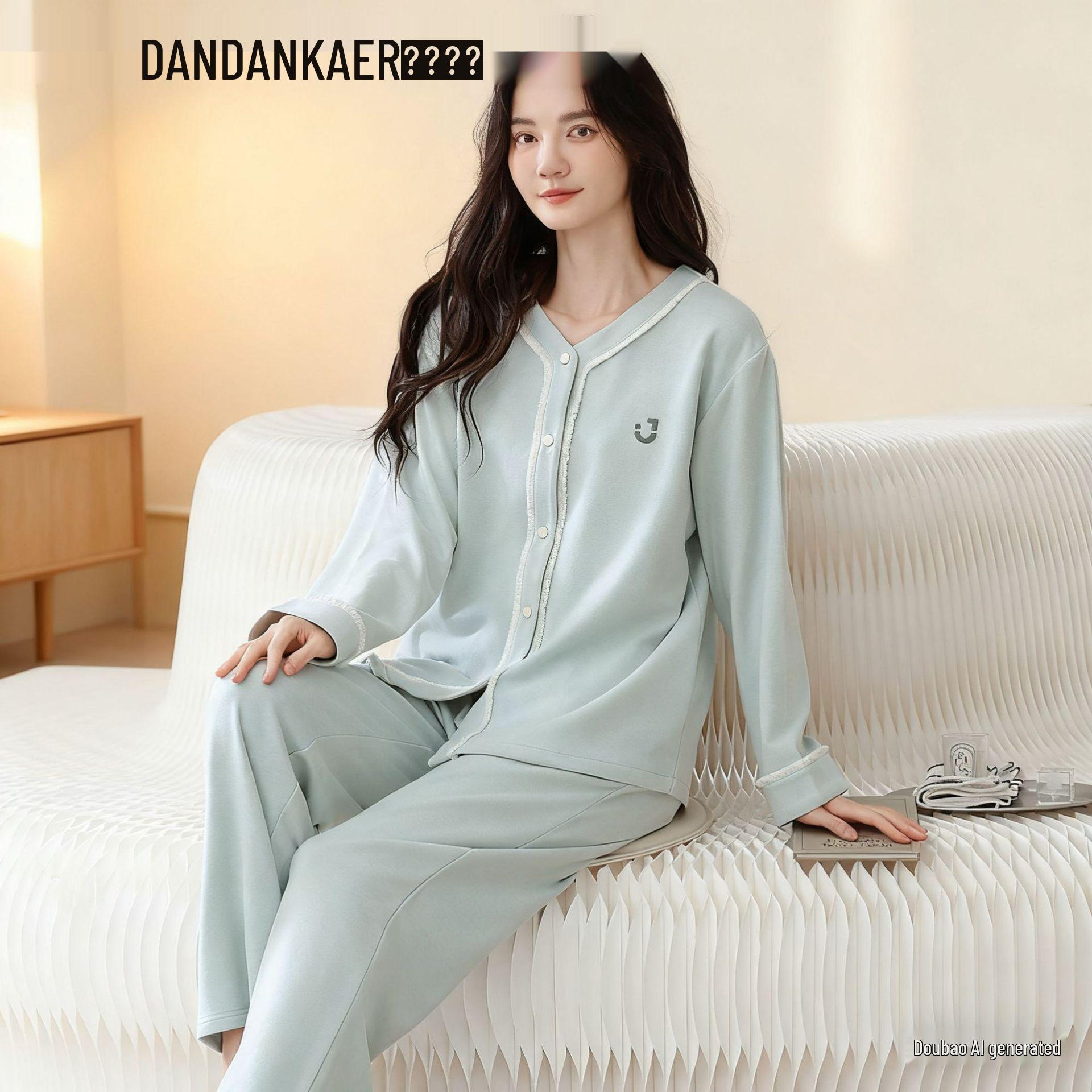 

Бархатный женский кардиган с начесом и пижамный комплект - Теплая, повседневная домашняя одежда для осени и зимы L (160-165 CM, 50-58 kg)