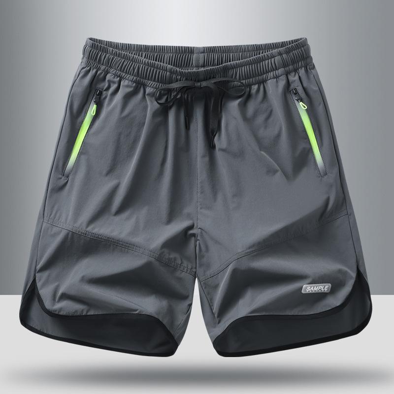 

Летние шорты из ледяного шелка для мужских видов спорта на открытом воздухе, свободные и повседневные, тонкие, быстросохнущие, дышащие пляжные шорты, парные шорты для бега M серый