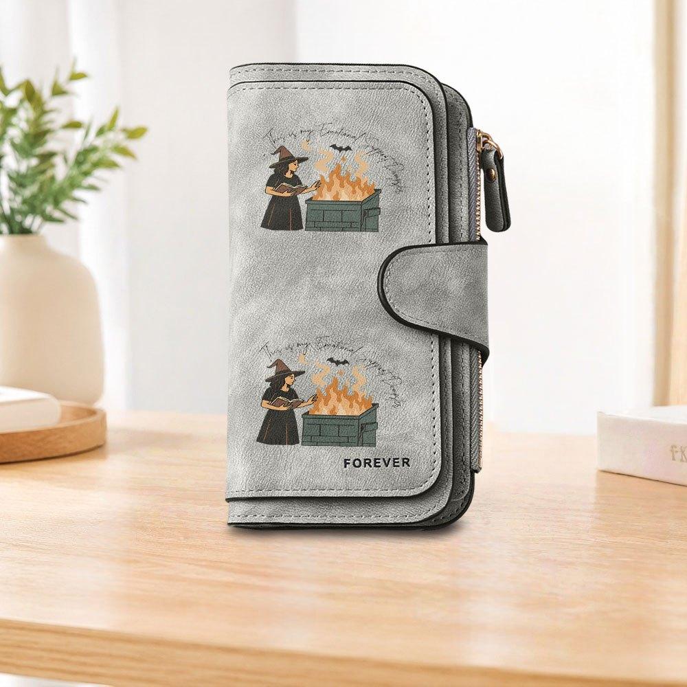 Trash Can Witch Long Zipper Wallet, Large Capacity Card Holder, Unisex Clutch Bag, Fashionable Zipper Coin Purse, Suitable for Daily Use, A Great