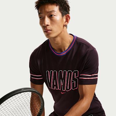 Nike Court T Shirts Men's Dark Grape Purple Crew Neck Moderate