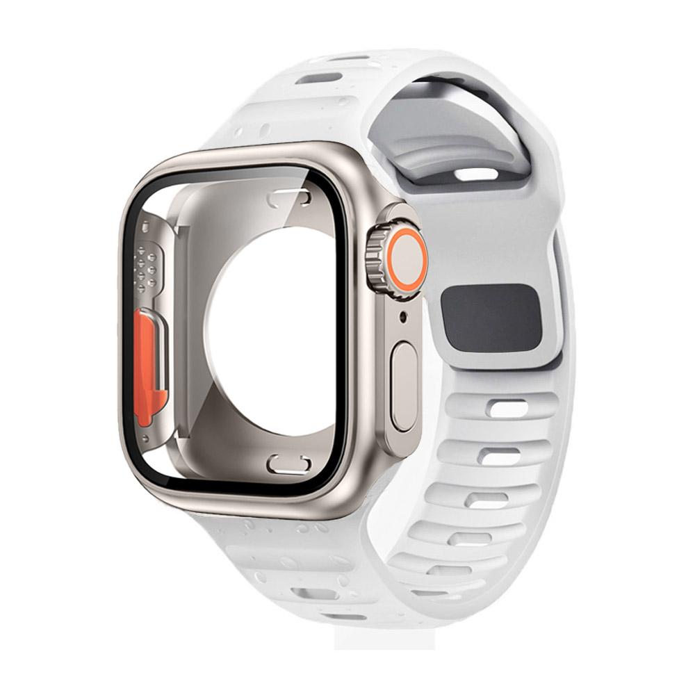 Cinturino in nylon + custodia per Apple Watch Custodia 44mm 45mm 41mm 40mm Copertura in vetro temperato Cambia in Ultra per iWatch Serie 8 7 SE 6 5 3