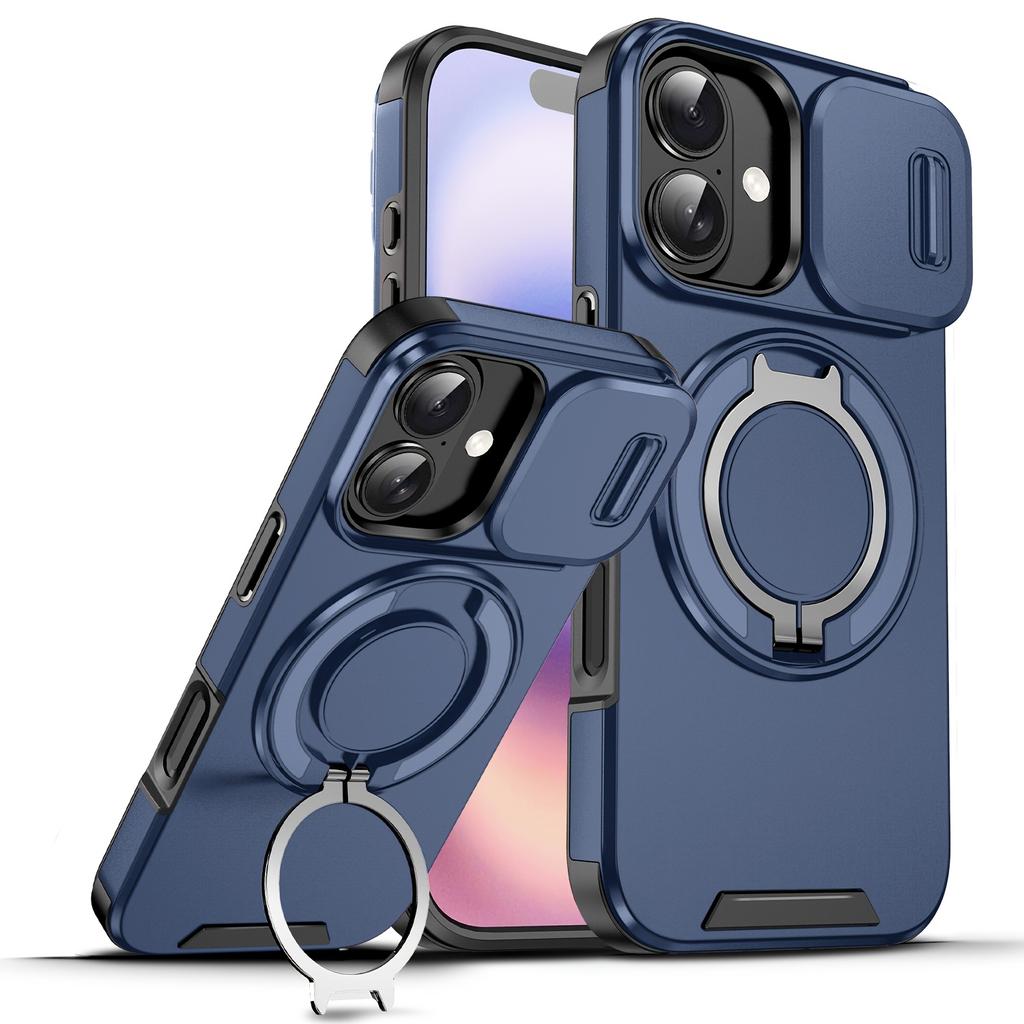 Heavy Duty Armor Magnetic Bracket Case for For Iphone 17 16 1 14 13 12 11 Pro Max Plus Slide Camera Protection PC Cover
