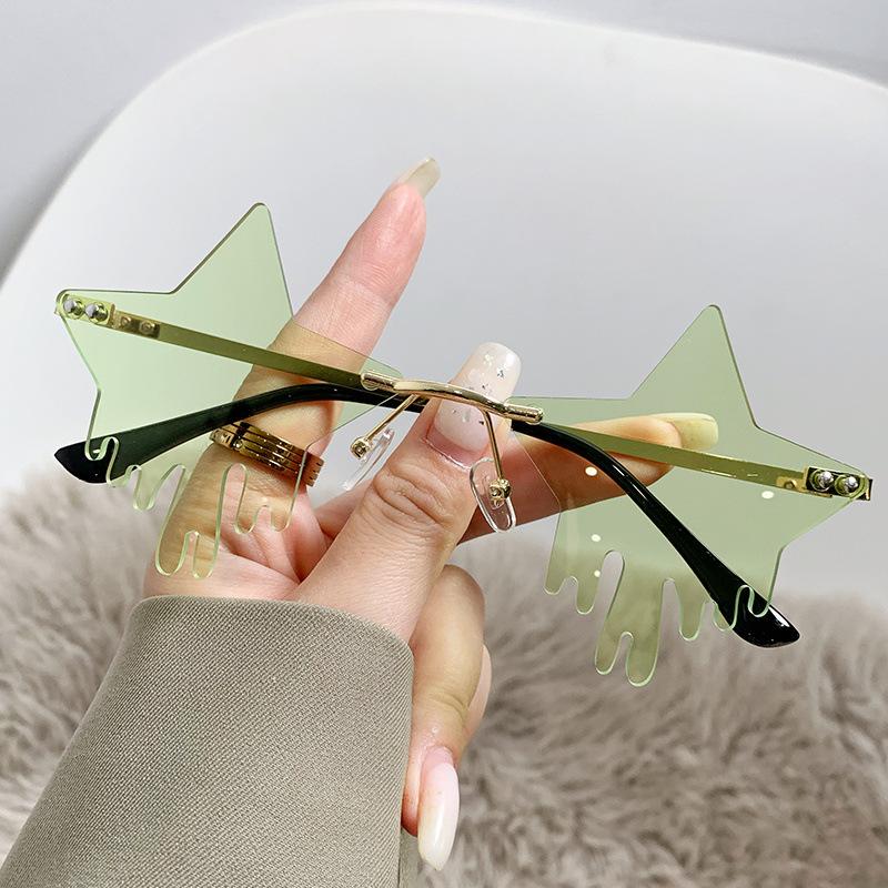 Pentagram Wassertropfenform Bunt Rahmenlos Beschnitten Sonnenbrille Ball Tränen Lustige Brillen
