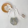 Summer New Baby Clothes Girl Baby Lace Small Flying Sleeves Hanging Strap+Bread Pants Baby Clothes