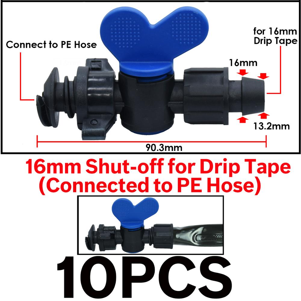 16mm 5/8" Drip Irrigation Tape Shut-Off Valve End Plug Connector Thread Lock Garden Watering System Greenyhouse to PVC Hard Pipe