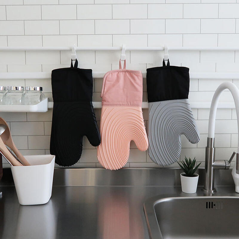 Silicone oven mitts 3 colors Pink 1p