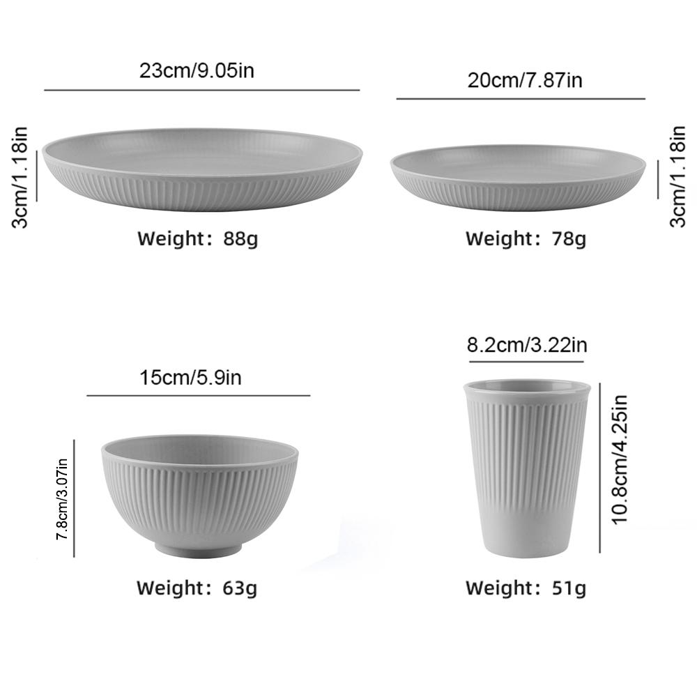 8Pcs Wheat Straw Plates Reusable Baby Feeding Dishes Salad Snack Fruit Plate Picnic Dishes Unbreakable Kitchen Dinnerware