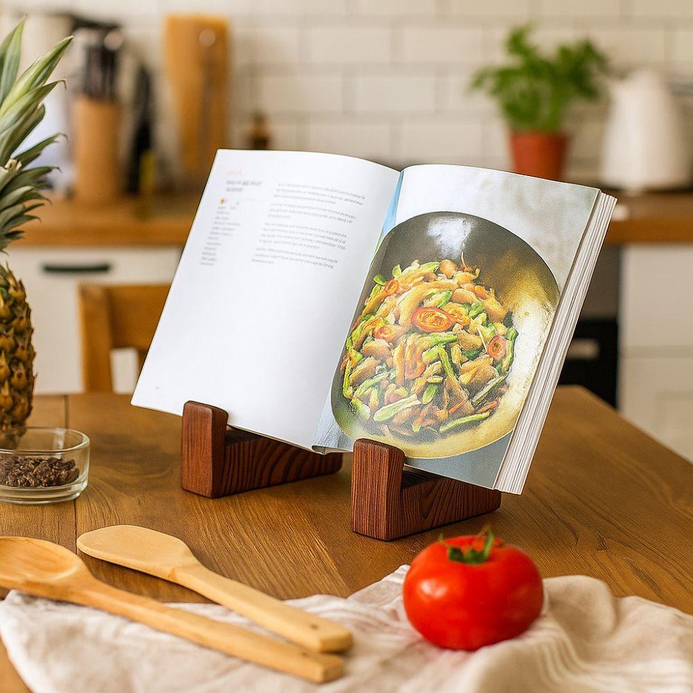 Vintage Wooden Cookbook Holder Multifunctional Decorative Picture Frame Holder Handmade Practical Display Stand Home Decoration
