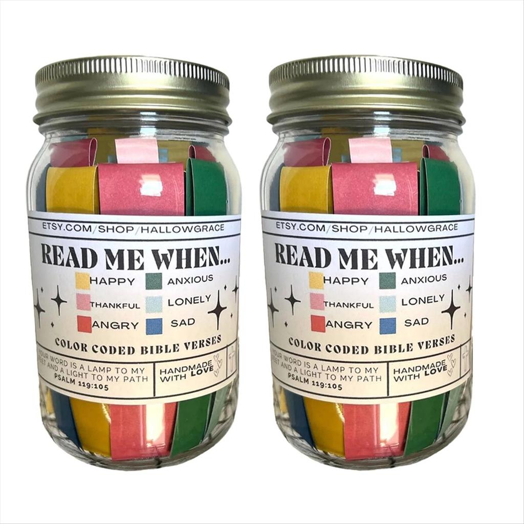 BHBL 2PCS Bible Verses Jar for Emotions and Feelings,Bible Verses In A Jar,Scripture Jar,God's Encouragement,Prayer Request,B