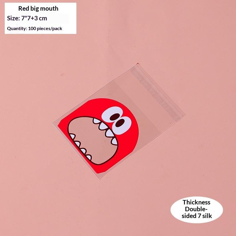 100Pcs Cute Cartoon Monster Cookie Candy Self-Adhesive Plastic Cookie Bags Supplies Christmas Packaging