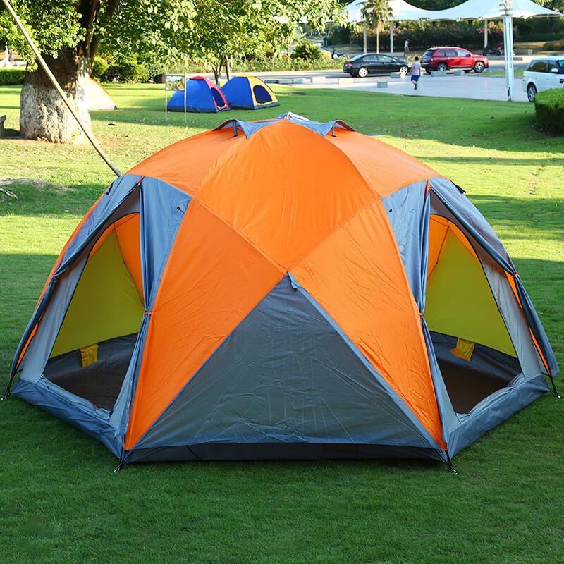 

Large Hexagonal 10-Person Manual Camping Tent 6-10 Person