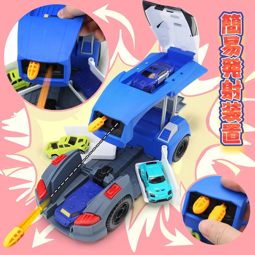 Car Toy Police Car Toy 8PCS Assembled Transformable Large Patrol Car Working Car Helicopter Small Police Car Included Emergency Vehicle Transforming