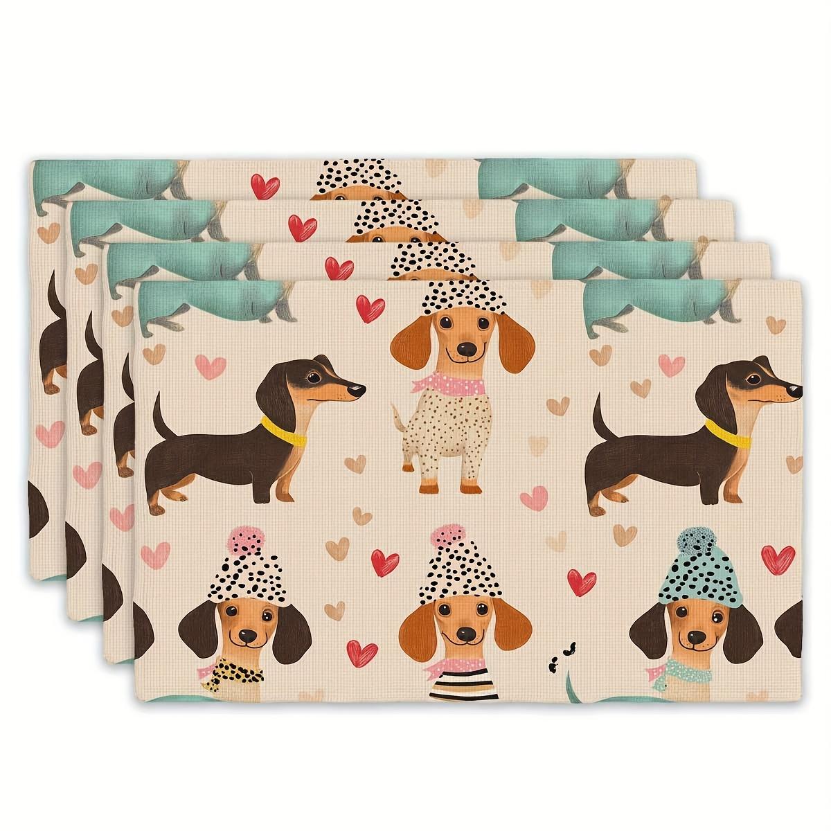 

Pack of 4 Dachshund Valentine s Day Placemats, 12 x 18 Rectangular Table Mats, Perfect for Home Kitchen, Banquets and Outdoor 30x45cm-4PC