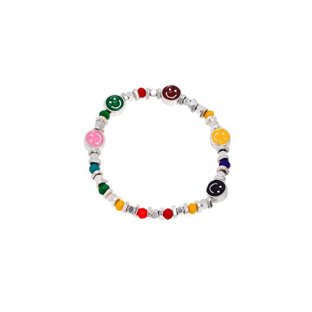 Dopamine Color Beaded Smiley Face Bracelet Female Niche Design Sense Girlfriend Student Jewelry Light Luxury High-end Jewelry