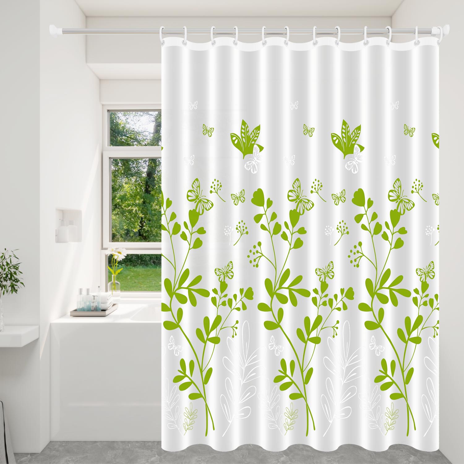 1pc Butterfly Floral Shower Curtain waterproof PEVA romantic bathroom decor 80*180cm