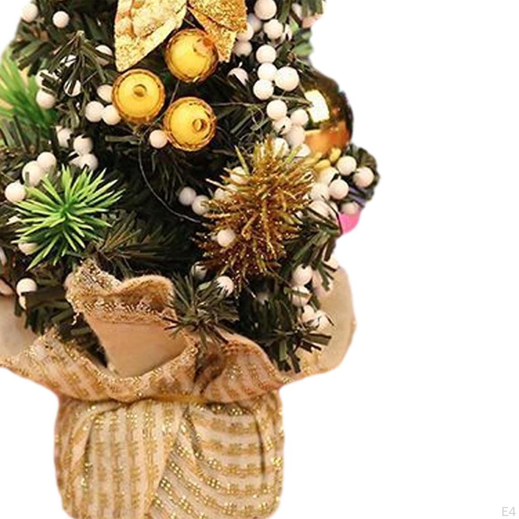 Desktop Christmas Tree with Base, Mini Artificial Decoration, Craft Miniature