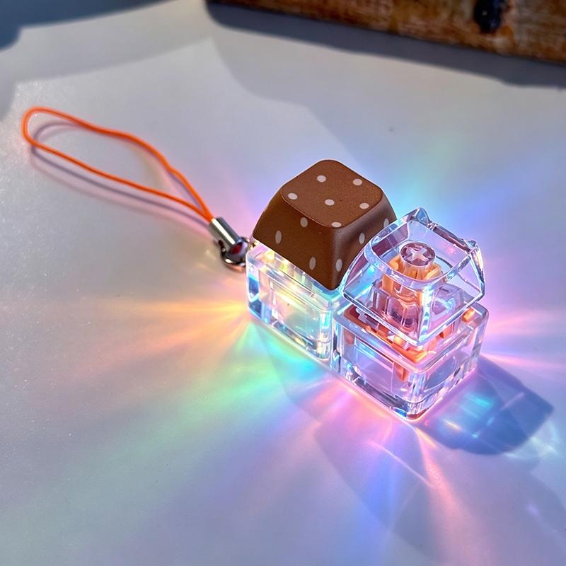 Glowing Keybopard Keychain 1-9 Key Keycap Keychain Press Button Keyring Stress Releasing Decompression Keyrings Bags Charms