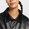 Nike Damen IO0477-010 Schwarze übergroße Kunstleder Coach Jacke