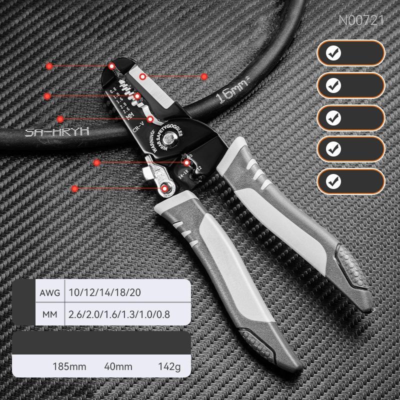 Multi-Functional Electrician Wire Cutter/Stripper/Crimper Wire Stripping Cutting Crimping Plier For Peeling & Network Cabling
