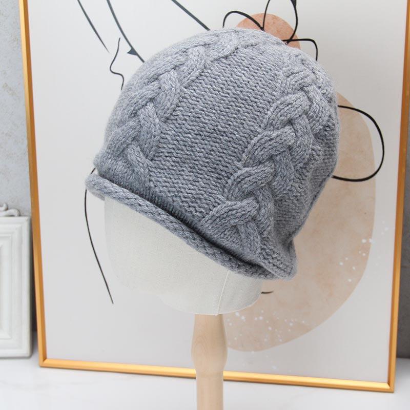 Autumn and Winter High-quality Wool Fashion Crimping Temperament Versatile Pullover Hat Solid Color Simple Warm Elegance Stacking Hat