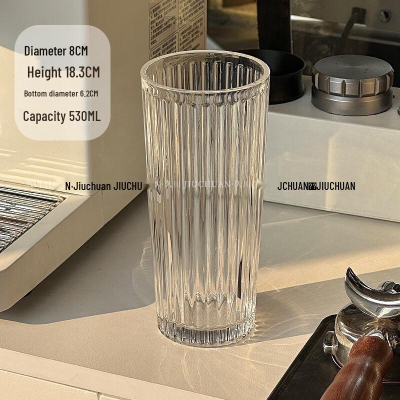 Transparent Glass Coffee Cup with Lid and Straw
