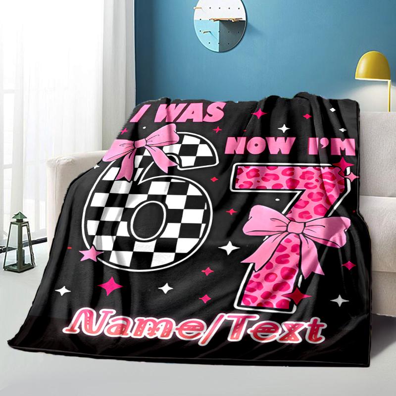 1PC Custom Name "67th Birthday Celebration" Flannel Blanket Versatile,all-season Throw Suitable for the Living Room,bedroom,camping,travel,and Gift