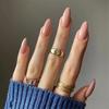 24 Pcs Medium Long Solid Almond Press On Nails Full Coverage Removable Fake Nails Art Wearable False Nail Set