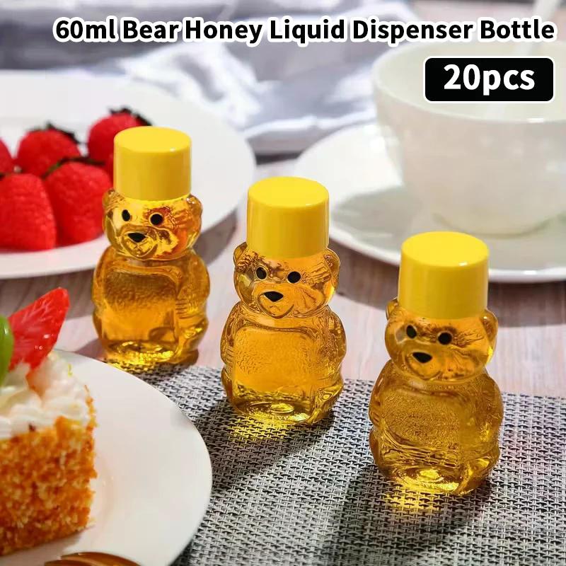 20 Stück Plastik Transparent Einweg Cartoon Bär Saftflasche, Kleine Kapazität Spenderflasche, 60ml Honigflasche