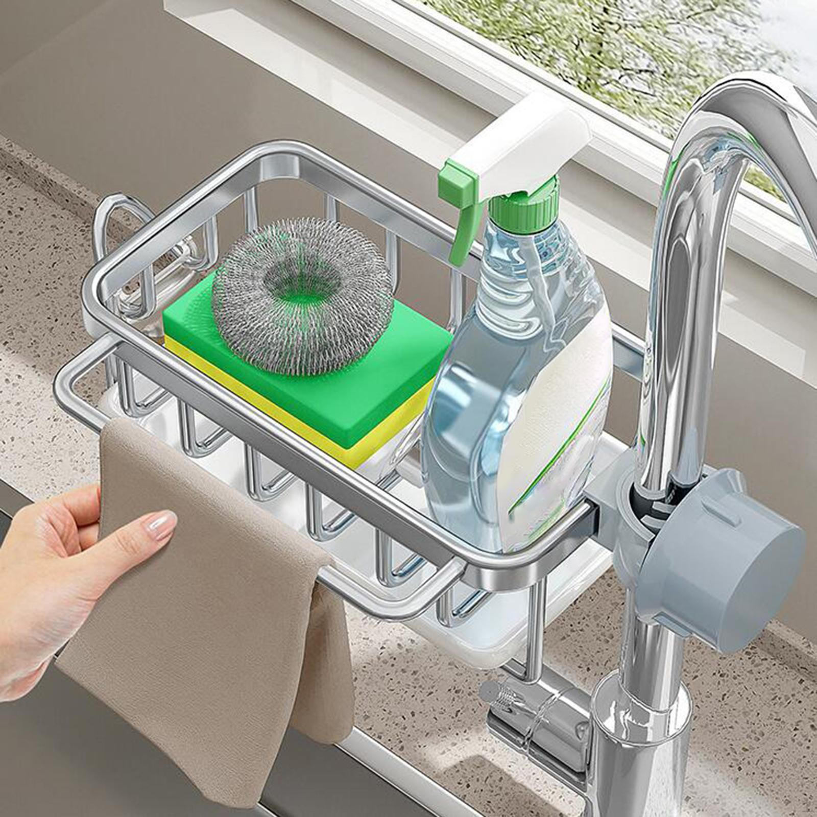 

Удобный органайзер для кухонной мойки для посуды и чистящих средств argent