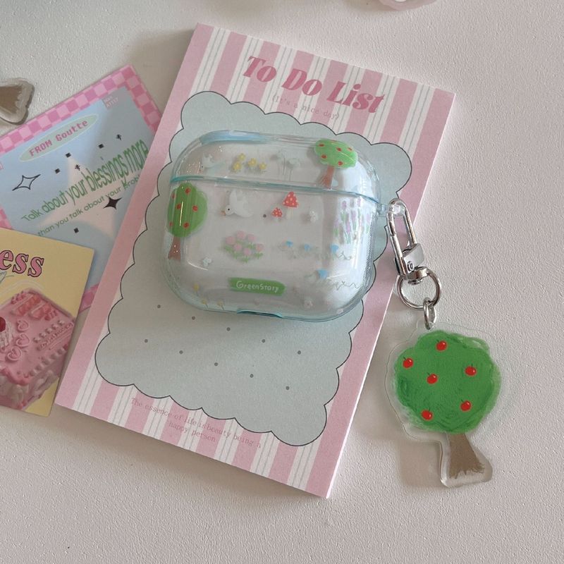 

INS Полупрозрачный Весенний Милый Маленькое Дерево AirPods Pro Bluetooth Защитный Чехол 2 Поколение 3 Поколение 4 Поколение Чехол для Наушников Apple airpods pro2 Small tree + pendant