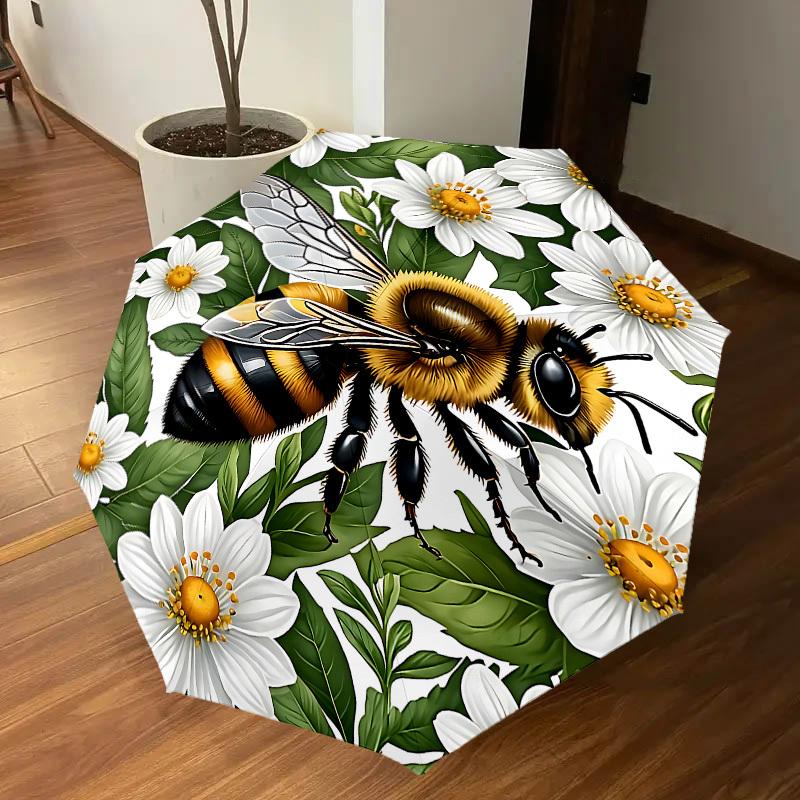1pz Ombrello api fiori-8 stecche rinforzate, Apertura automatica, Leggero e resistente, Grazioso accessorio moda per esterni-P33