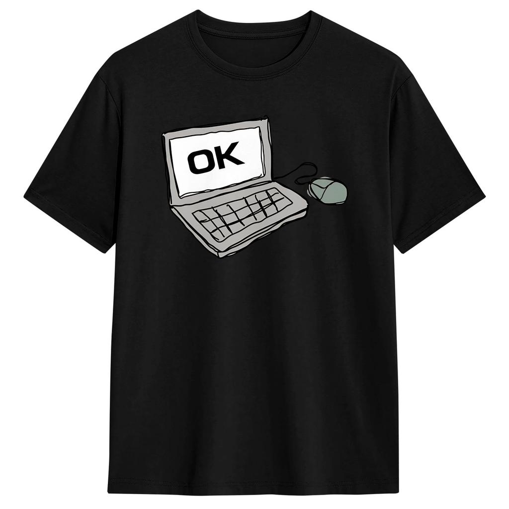 Oversized T Shirt OK COMPUTER Cotton TShirts Hippie Tee Shirt for Couple Summer Y2K Basic Pattern Short Sleeve Top Tees