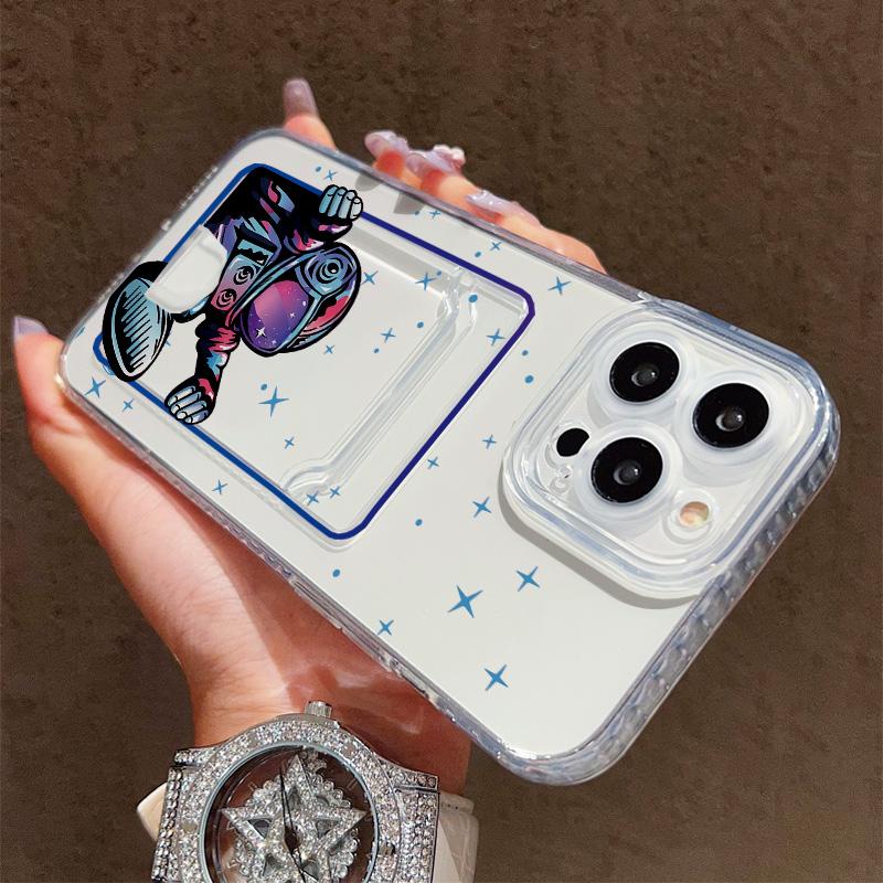 Card Slot Holder Silicone Wallet Pocket Case For Xiaomi Redmi Note 13 12 14 Pro Oppo Reno 10 14F 13F 12F iPhone 17 Air 16 14 Cover Clear Phone Bumper