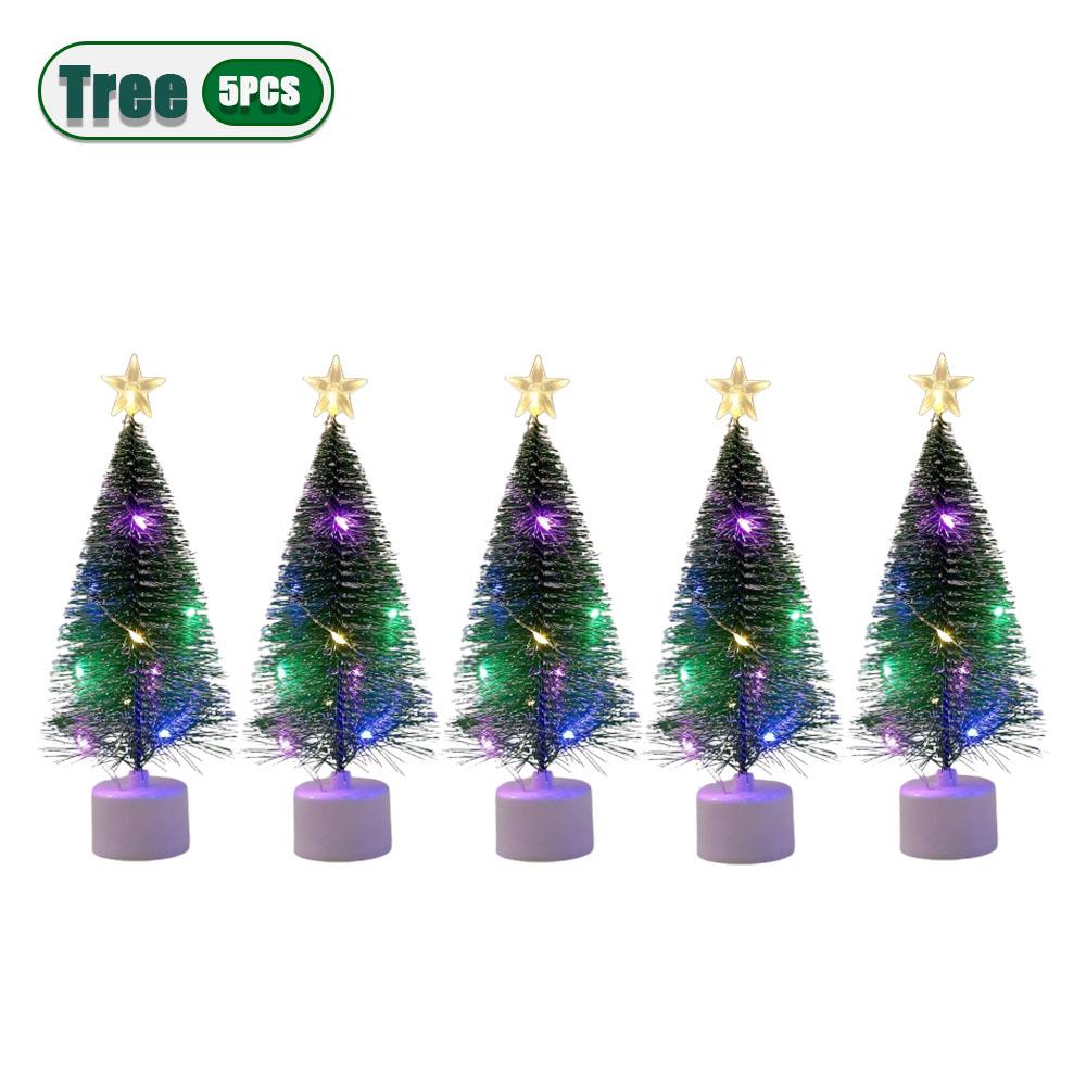 

5/10 шт. Мини светодиодная рождественская елка 7,1 дюйма Светящаяся электронная лампа-свеча Праздничное украшение стола Домашнее украшение Подарок